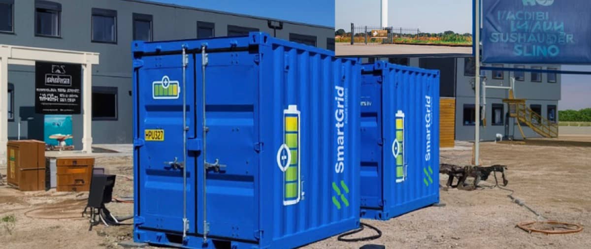 Containeriserede hybridgeneratorenheder i blå kabinetter