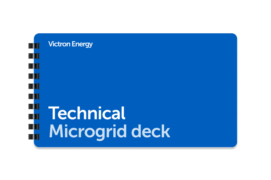 Blåt ringbind med titlen Teknisk præsentation af Microgrid