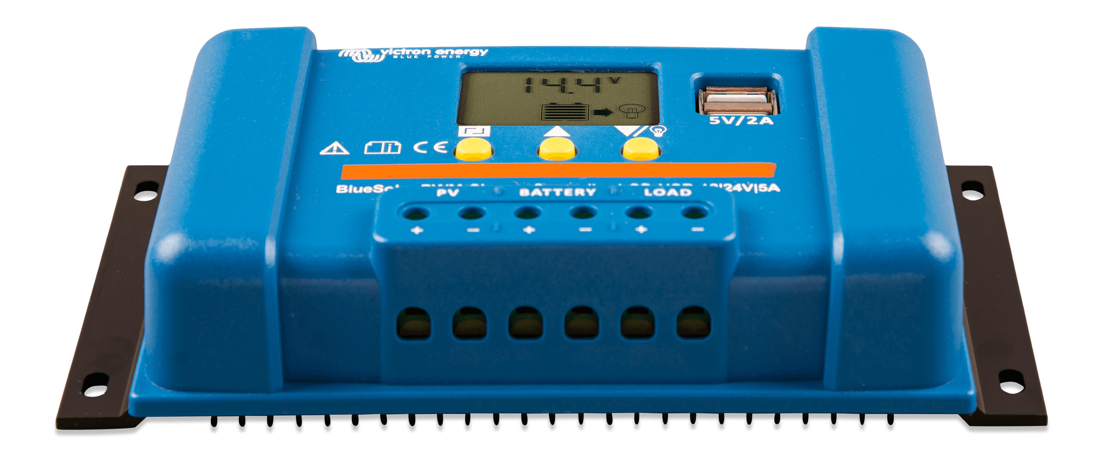 BlueSolar PWM Charge Controller LCD USB 12/24V-5A (front-angle)  thumbnail